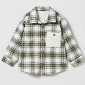 Zara- Green Plaid Fleece Over Shirt Size 18-24 Months